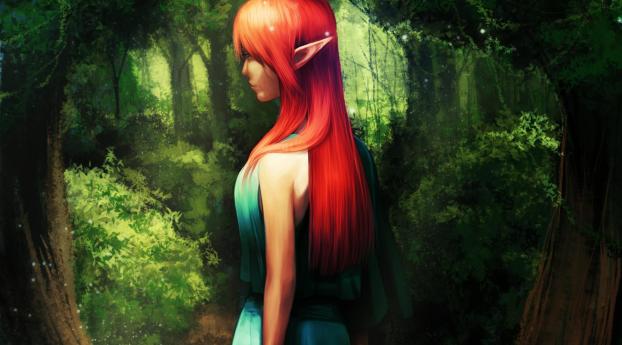 elf, girl, forest Wallpaper
