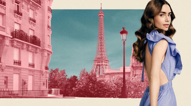 Emily in Paris HD Wallpaper 1500x768 Resolution