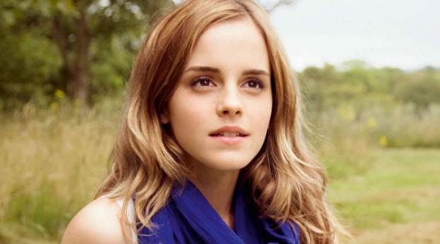 Emma Watson Blue Dress Pic Wallpaper 1125x2436 Resolution