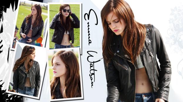 Emma Watson Jacket Pic Wallpaper 1080x2160 Resolution