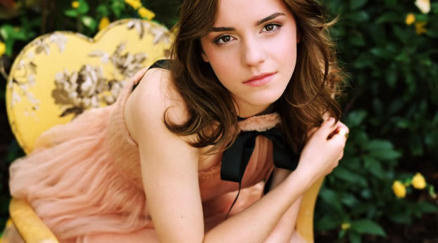 Emma Watson Pink Dress  Wallpaper 1300x768 Resolution