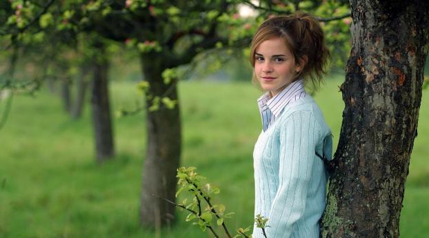 Emma Watson With Tree  Wallpaper 2200x2480 Resolution