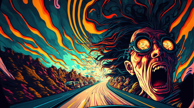 Empty Horror Road AI Art Wallpaper 1400x1050 Resolution