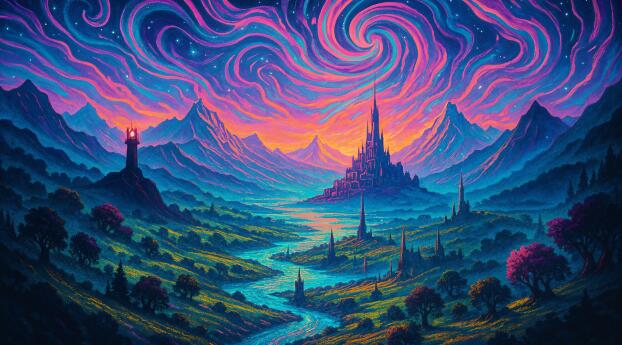Enchanted Twilight Landscape 4k Earth Wallpaper 1125x2436 Resolution