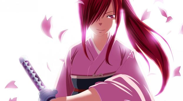 erza scarlet, fairy tail, smile Wallpaper 2560x1440 Resolution