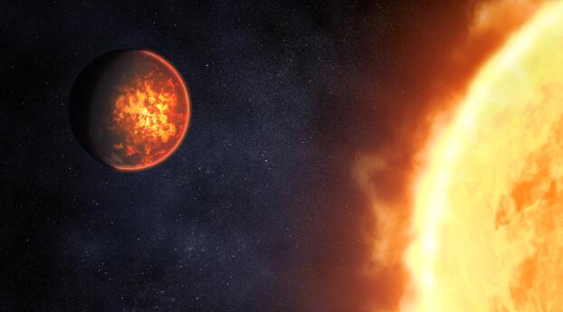 Exoplanet 55 Cancri e and Its Star Illustration Wallpaper 1280x800 Resolution