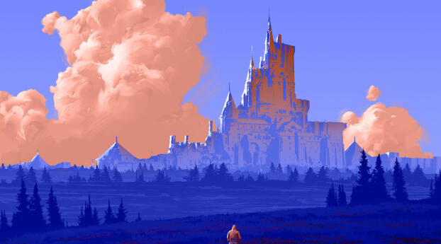 Fantasy Castle HD Alone Wallpaper 1080x2280 Resolution