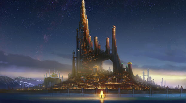 Fantasy City HD Amazing Night Wallpaper 1224x1224 Resolution
