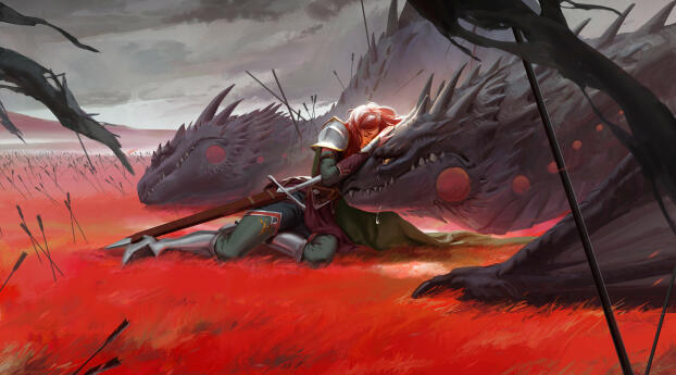 Fantasy Dragon Death HD Wallpaper