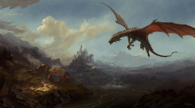 Fantasy Dragon HD Ready for Battle Wallpaper