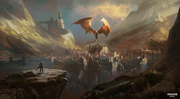 Fantasy Dragon HD Warrior Wallpaper