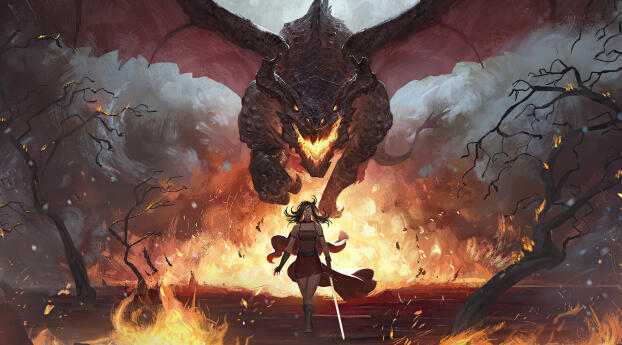 Fantasy HD Cool Dragon Art Wallpaper 1176x2400 Resolution