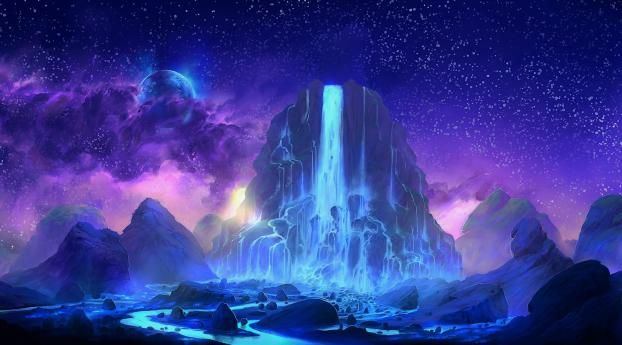 Fantasy Waterfall Wallpaper 360x360 Resolution