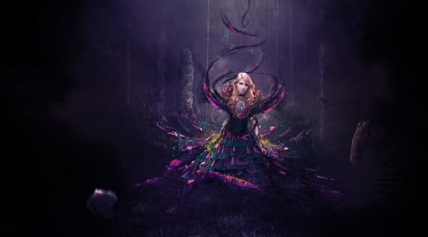 Fantasy Women Dark Magic Wallpaper 2340x1080 Resolution