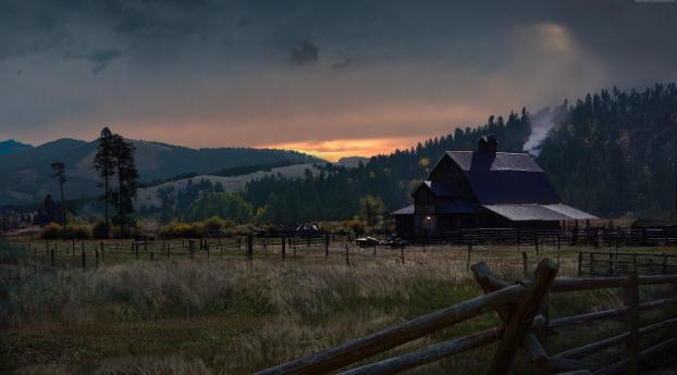 Far Cry 5 Game Sunset In Farm Wallpaper