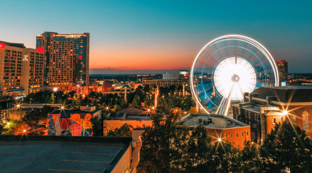 ferris wheel, night, city Wallpaper 1080x2160 Resolution