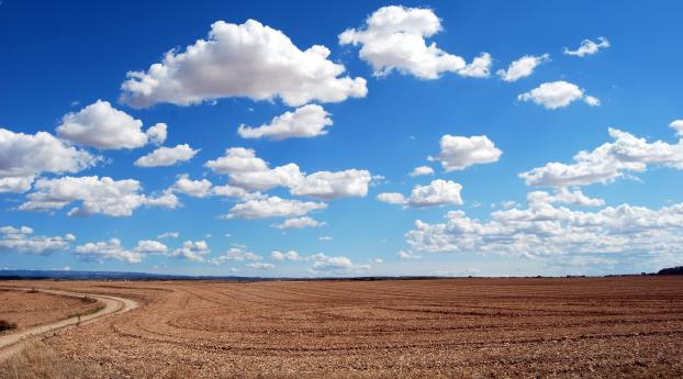 field, clouds, grass Wallpaper 2560x1024 Resolution