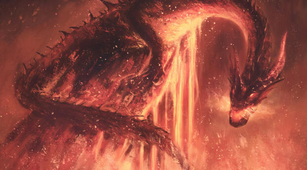 Fiery Fantasy Dragon HD Art Wallpaper 1280x1080 Resolution