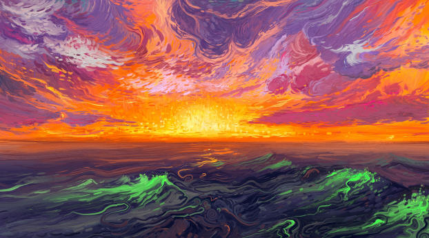 Fire Sunset Digital Art Wallpaper 1920x1080 Resolution