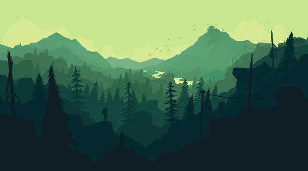 Firewatch Forest Digital Art Wallpaper