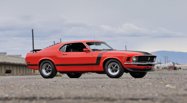 Ford Mustang Boss 302 Red Muscle Car Wallpaper 640x960 Resolution
