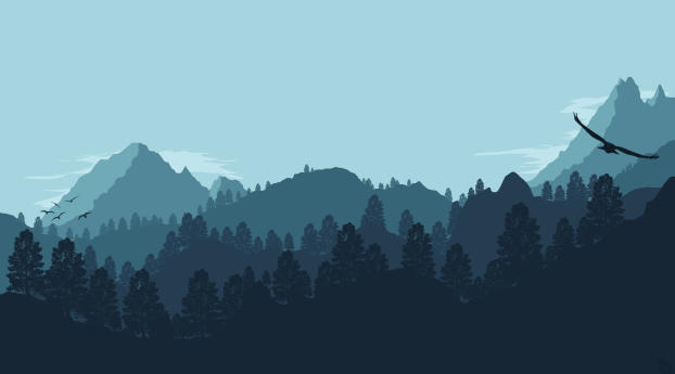 Forest Mountain Artistic Wallpaper