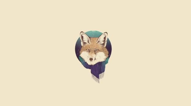 fox, minimalism, scarf Wallpaper 2560x1080 Resolution