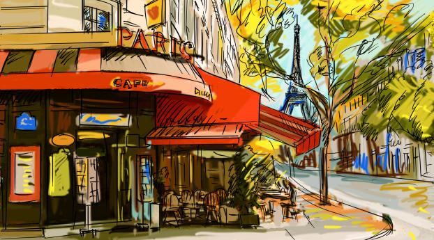 france, cafe, picture Wallpaper 1440x2960 Resolution