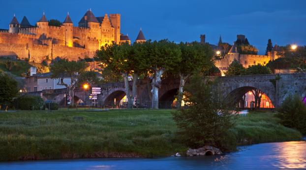 france, carcassonne, bridge Wallpaper 1280x1024 Resolution