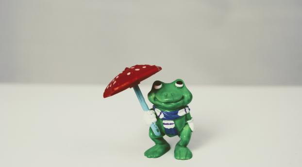 frog, toy, umbrella Wallpaper 5120x2680 Resolution