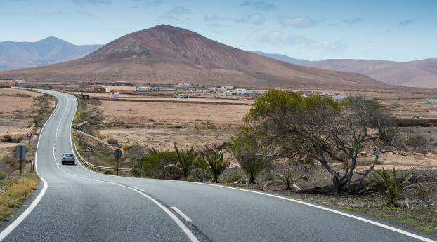 fuerteventura, highway, road Wallpaper 2560x1024 Resolution