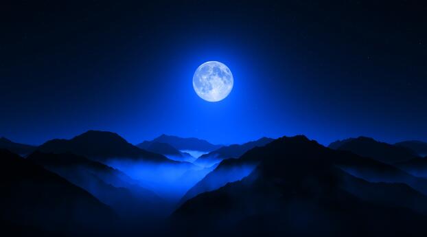 Full Moon over the Valley Wallpaper 720x1560 Resolution