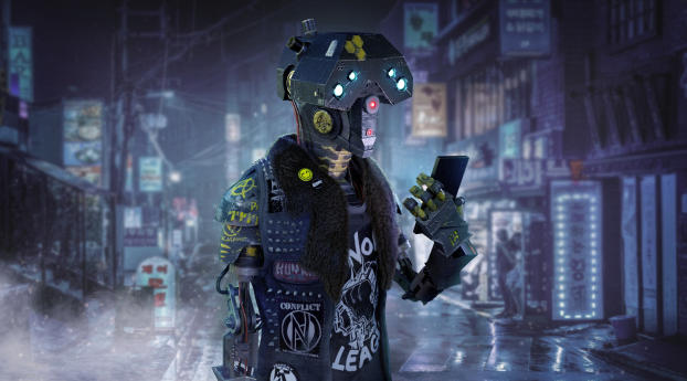 Funny Cyberpunk Robot Wallpaper 1280x1024 Resolution