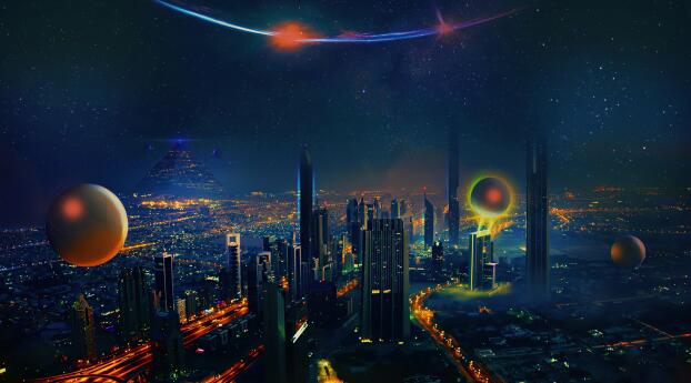 Futuristic City 4k Fantasy Art Wallpaper 360x480 Resolution