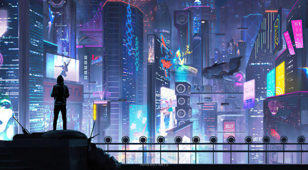 Futuristic City HD Alone Wallpaper 2932x2932 Resolution