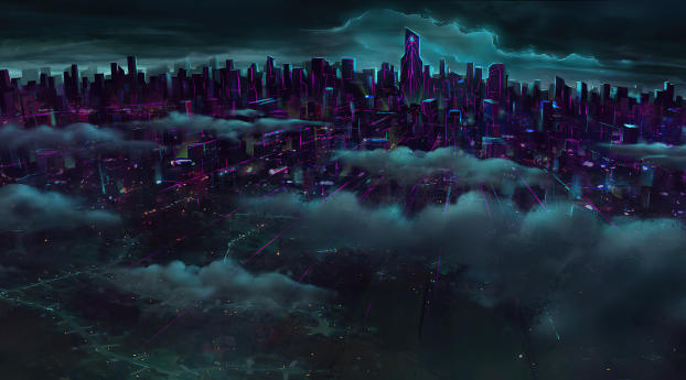 Futuristic Cityscape 4K Art Wallpaper 1080x2300 Resolution