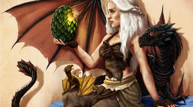 game of thrones, art, emilia clarke Wallpaper 3340x1440 Resolution
