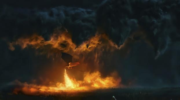 Game Of Thrones Dragon Fire Wallpaper 1242x268 Resolution