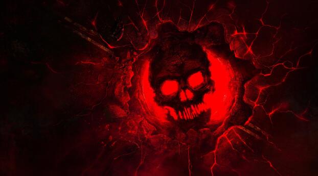 Gears of War E-Day Crimson Skull Wallpaper