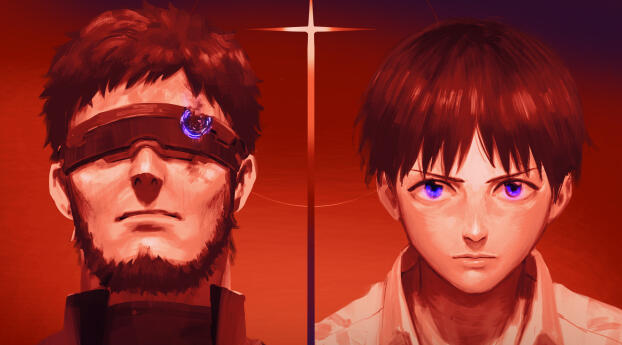 Gendo Ikari and Shinji Ikari HD Neon Genesis Evangelion Wallpaper 1176x2400 Resolution