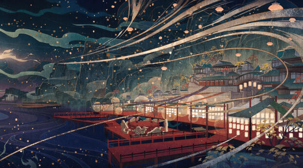 Genshin Impact Fantasy City Wallpaper