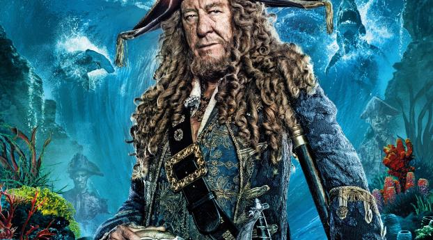 Geoffrey Rush In Pirates Of The Caribbean Dead Men Tell No Tales Movie Wallpaper 1242x2688 Resolution