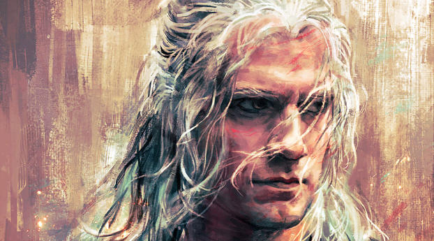 Geralt of Rivia Drawing Wallpaper 1336x768 Resolution