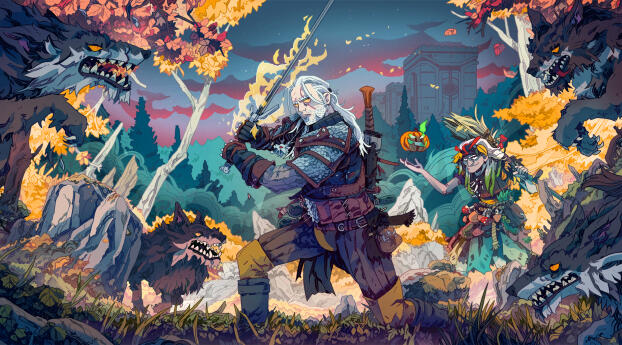 Geralt of Rivia Fortnite Wallpaper 1920x1080 Resolution