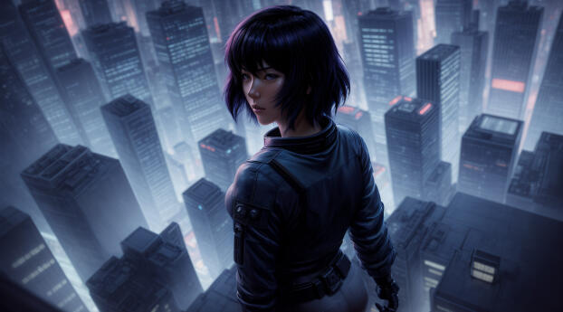 Ghost In The Shell Cool Anime Art Wallpaper 320x200 Resolution