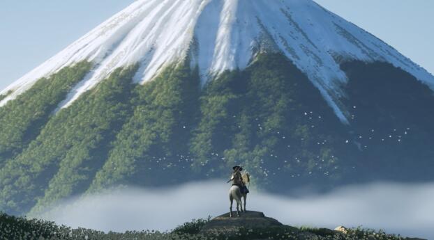 Ghost of Yotei Japan Mountain Background Wallpaper 1560x720 Resolution