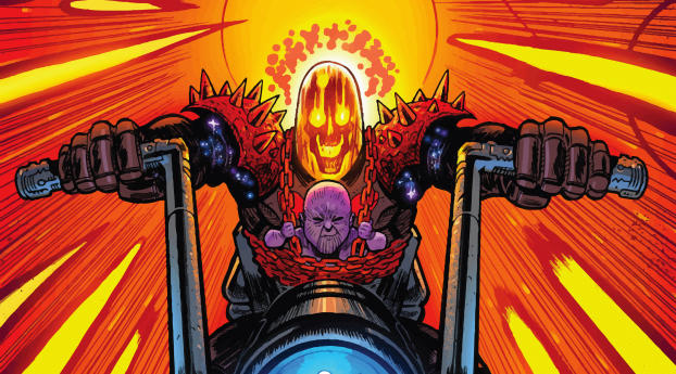 Ghost Rider and Baby Thanos Wallpaper 1450x550 Resolution