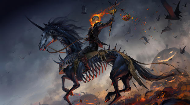 Ghost Rider Horse Riding Wallpaper 1176x2400 Resolution