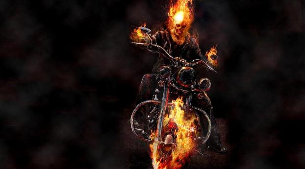 ghost rider, motorcycle, fire Wallpaper