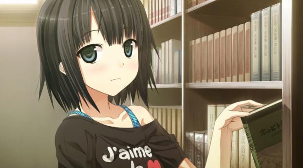 girl, anime, books Wallpaper 1125x2436 Resolution